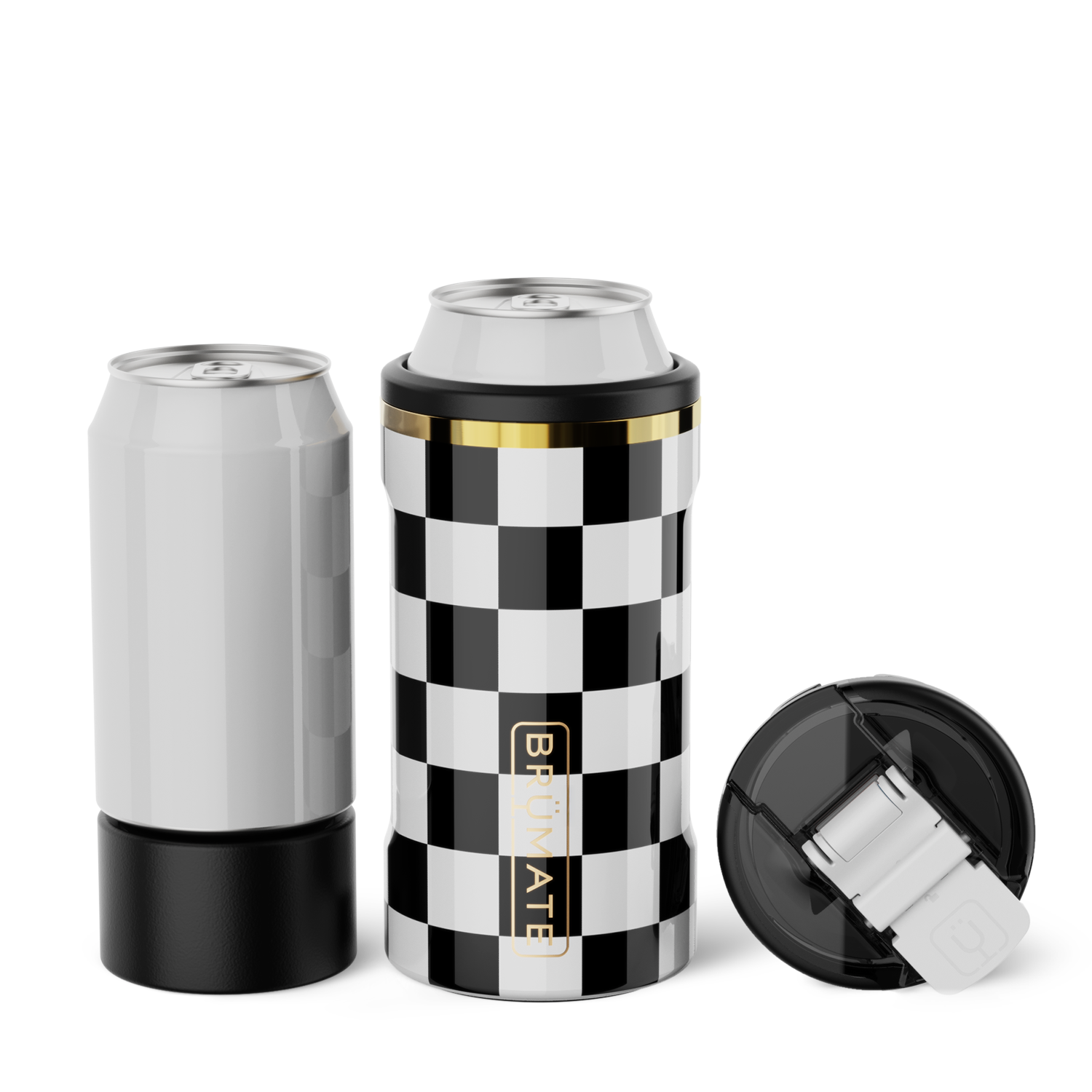Hopsulator Trio V2 | Black & White Checker | 12/16oz Standard Cans - Daily Clean